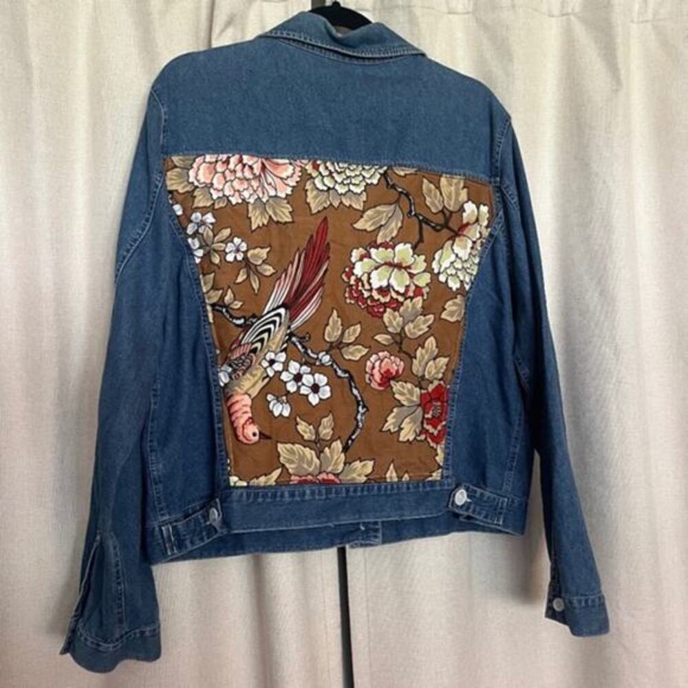 Handmade OOAK Up-cycled Vintage Jacket Birds and Flowers and MOP buttons 1